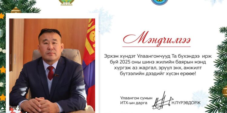 Улаангом сумын ИТХ-ын даргын мэндчилгээ