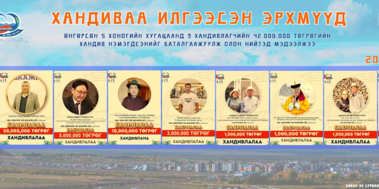 Түүхт ойд зориулж дараах 9 ХАНДИВЛАГЧ 42 САЯ ТӨГРӨГ илгээснийг баталгаажуулжээ