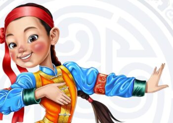 Цагаанхайрхан сумын цэцэрлэгийн 60 жилийн ойдоо бүжиглэхээр бэлдэж буй охин