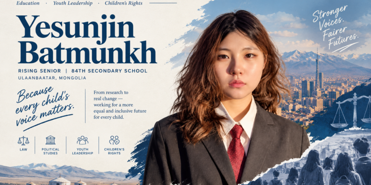 Yesunjin Batmunkh is a rising senior at 84th Secondary School in Ulaanbaatar, Mongolia